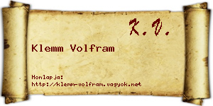 Klemm Volfram névjegykártya